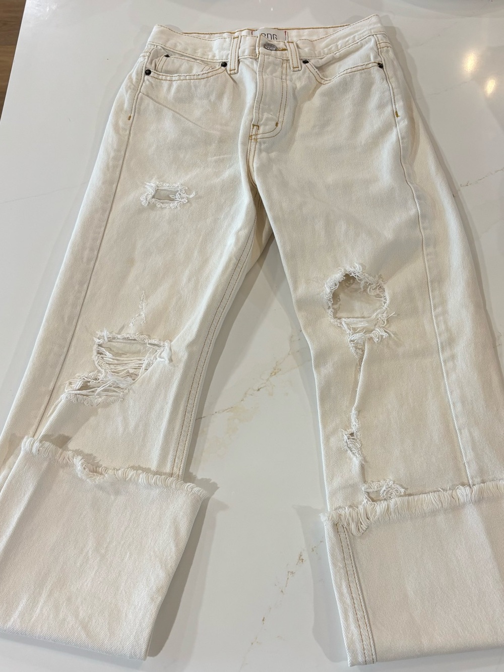 Urban Outfitters Cream Straight Leg Jeans
